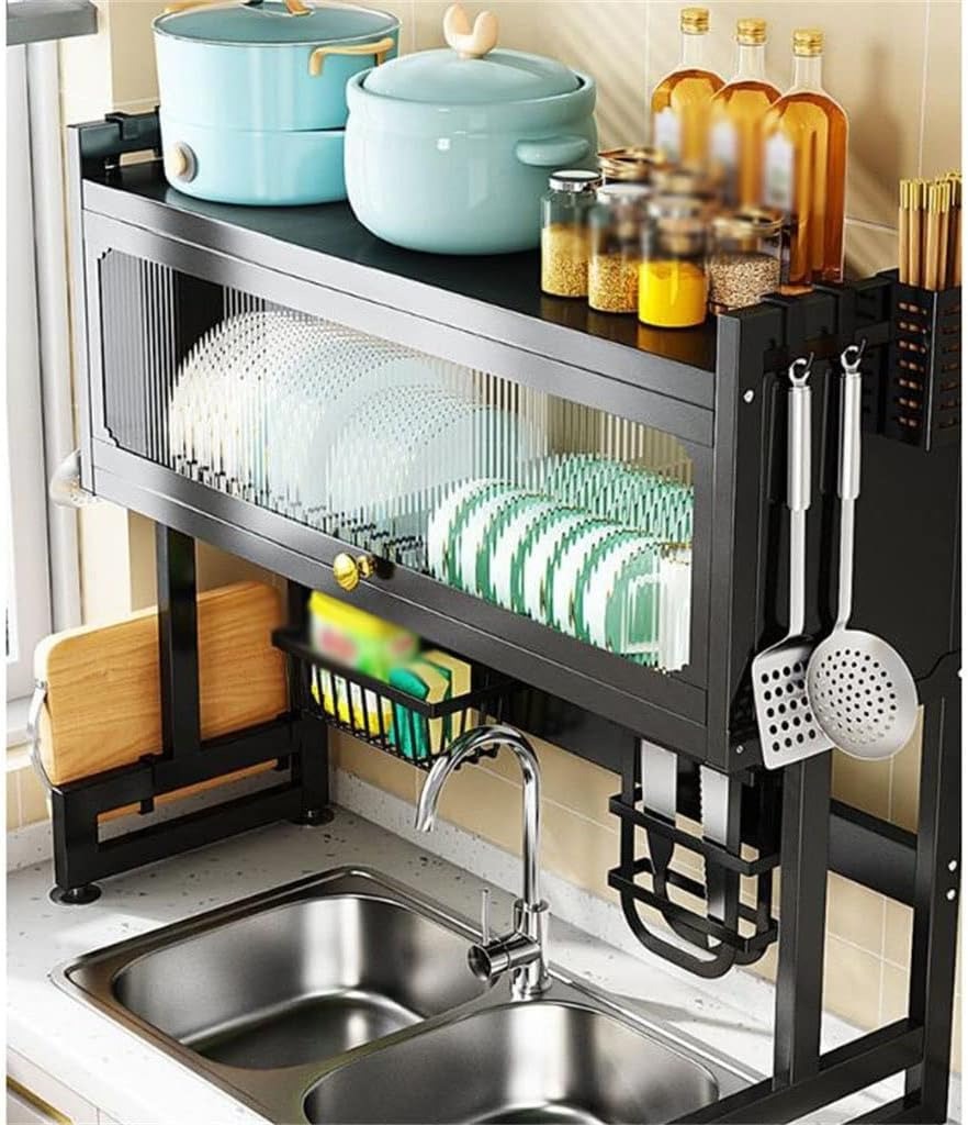 Kitchen Sink Shelf with Cabinet Door – Multi-Function Storage Rack