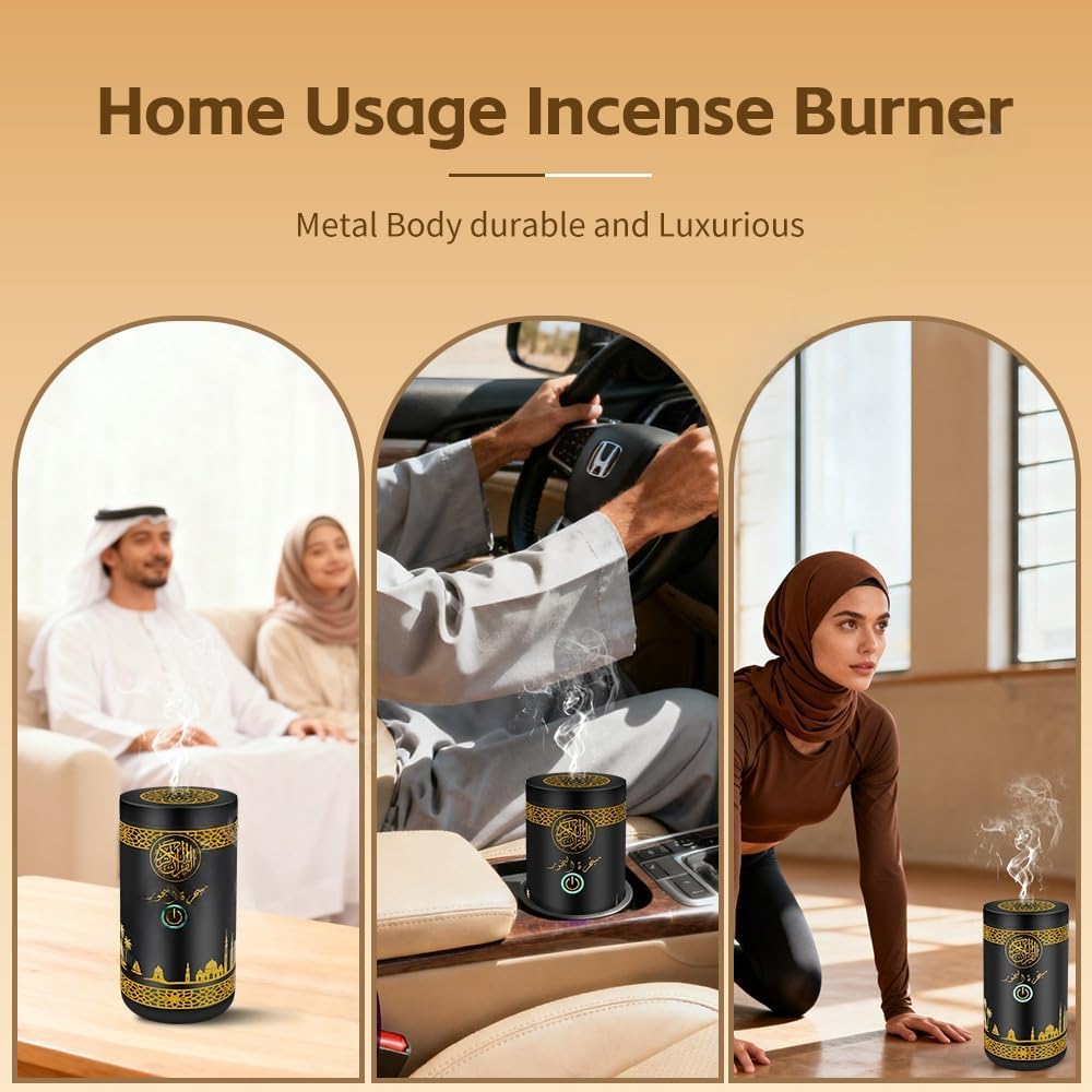 2-in-1 Electric Bakhoor Burner with Quran Speaker – Rechargeable