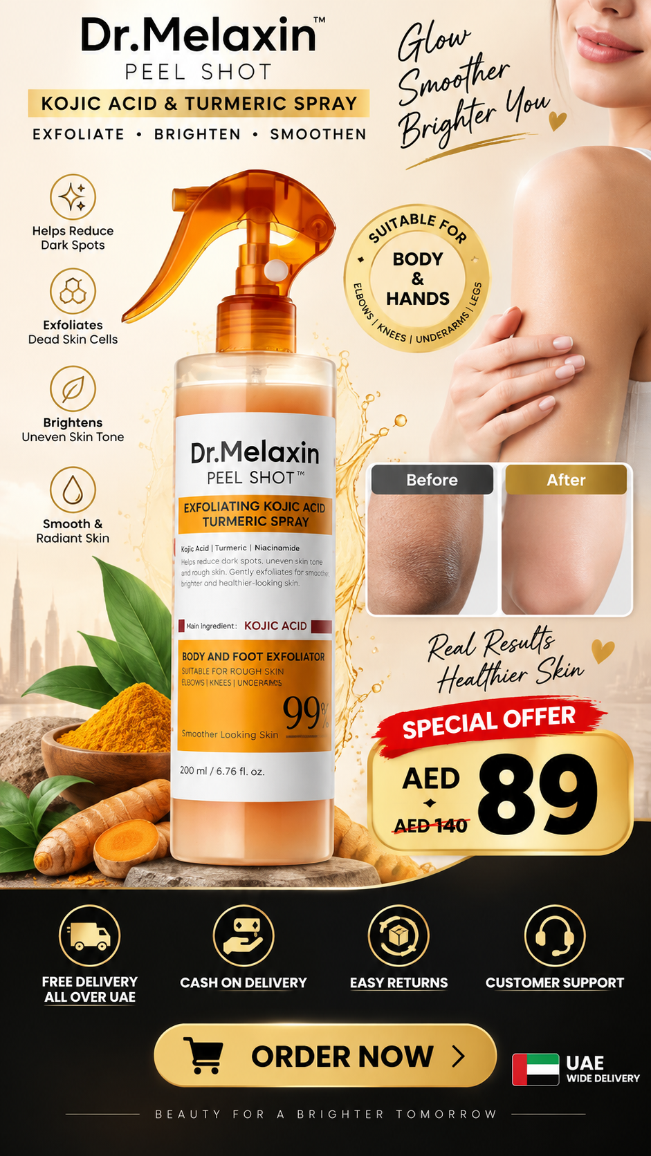 Dr. Melaxin Peel Shot Kojic Acid & Turmeric Spray – 200ml